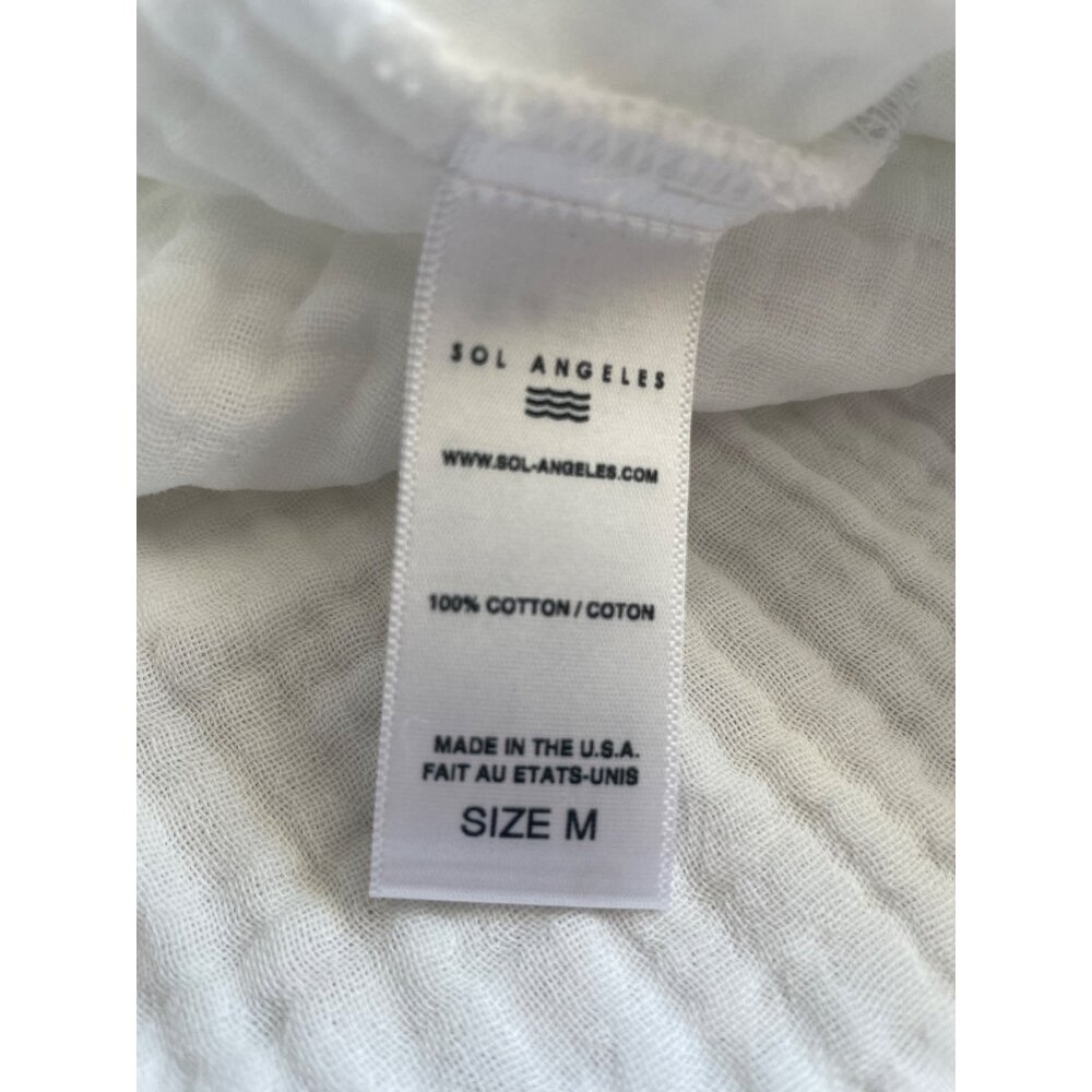 Sol Angeles Women's Medium NWT Whtie Gauzy Cotton Drop Waist ruffle Mini Dress - Picture 7 of 7